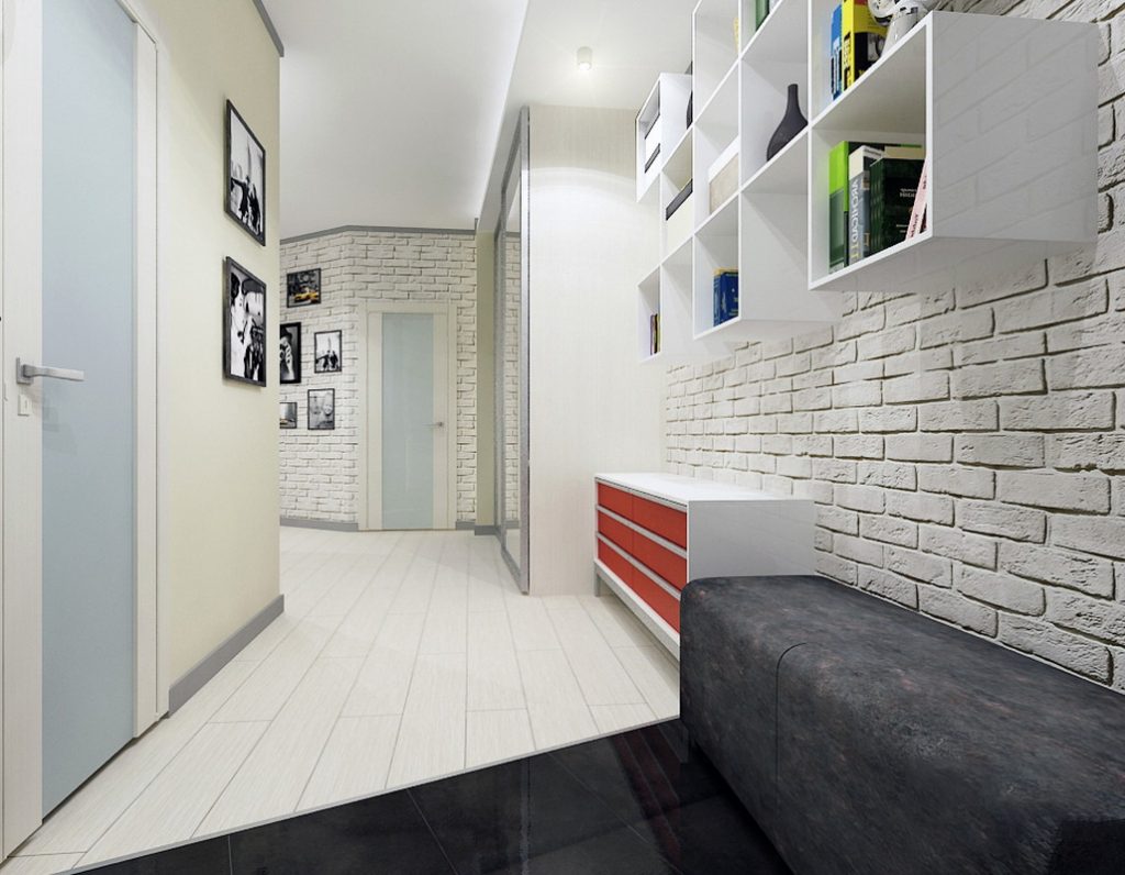 белая плитка в коридоре фото