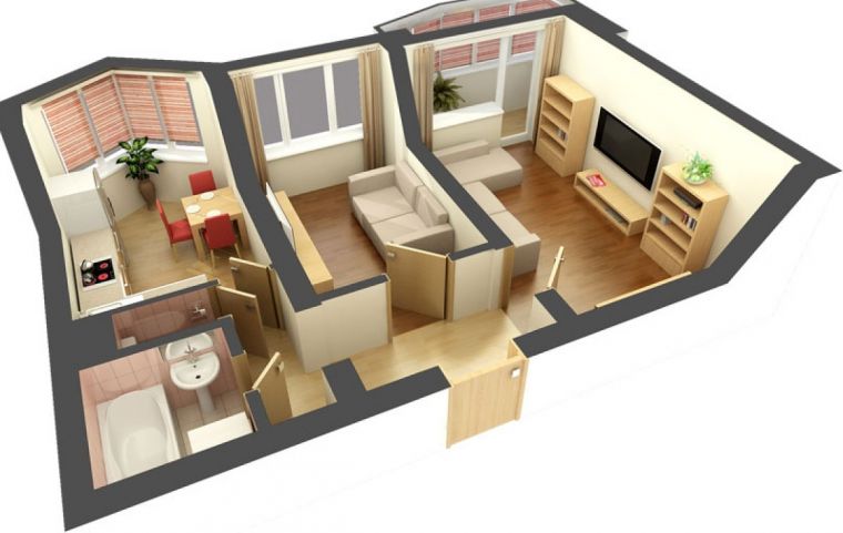 Планировка хрущевки - зонирование и организация пространства в типовой квартире (75 фото-идей)